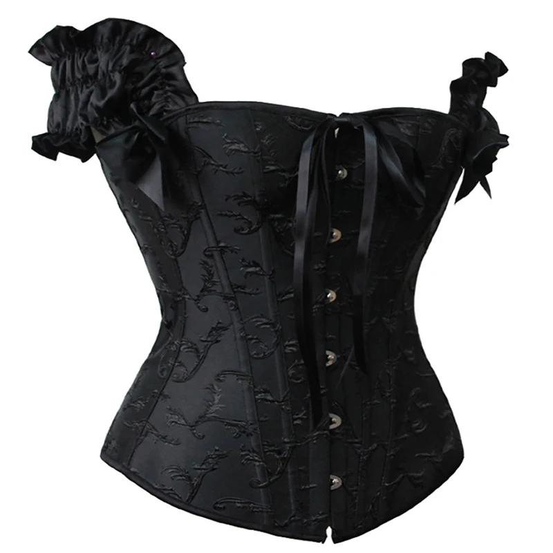 Women Sexy Satin Corset Brocade Floral Bustier Top Lace Up Back Lingerie Bodyshaper Shapewear Waist Exercise Corset DropShipping