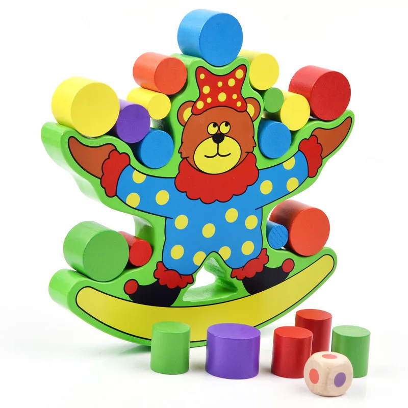 Montessori Educational Wooden Toys Bears Balancing Baby Early Teaching