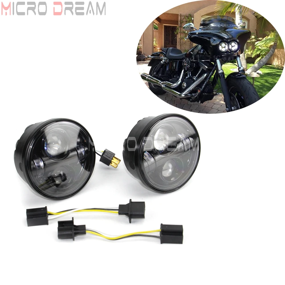 DOT Motorcycle 4.65 inch Headlight LED High Low Beam Headlamp for Harley Dyna Fat Bob 2008-2016 Daytime Running Head Lights | Автомобили и