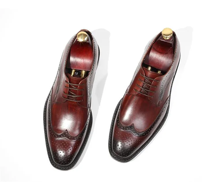 Кожаные туфли в британском стиле с резным узором; мужские кожаные туфли дерби ручной работы; Мужские модельные броги с квадратным носком на шнуровке