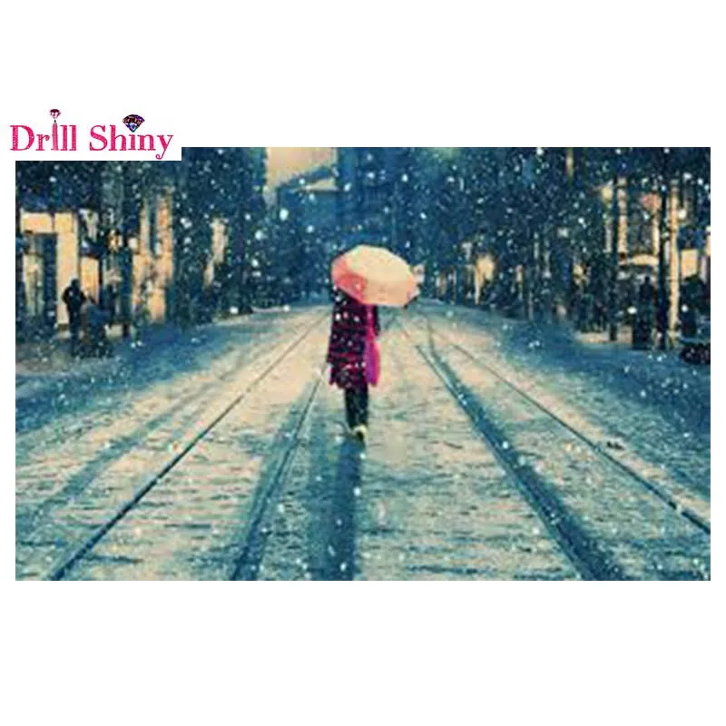 

New year Street view diy 5d diamonds embroidered pattern stickers cross stitch Diamond embroidery Square rhinestone Mosaic