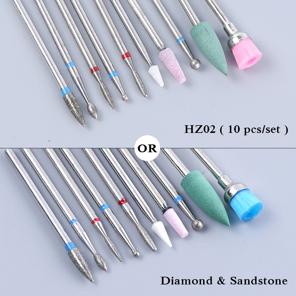 Набор сверл для ногтей, фрезы для фрезерного станка, маникюрный набор, кукурузный цилиндр, Шариковая щетка, инструменты для удаления гель-лака, LAHZ01-04