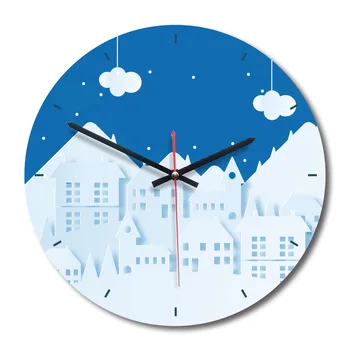 

Nordic Acrylic Wall Clock Mute Round Snow Scene Round Clock for Living Room Digital Hanging Clocks Gift Home Decor