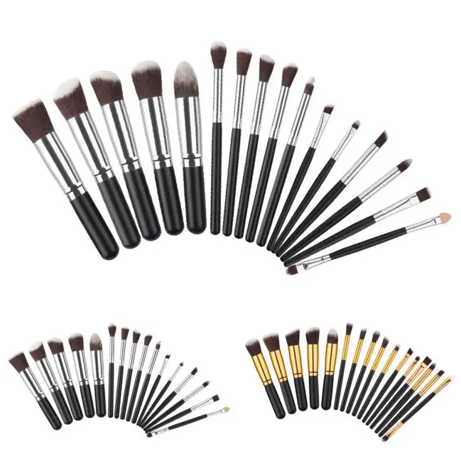 

16 Pcs Silver/Golden Makeup Brush Set Cosmetics Foundation Blending Blush Makeup Tool Powder Eyeshadow Cosmetic Set JU253