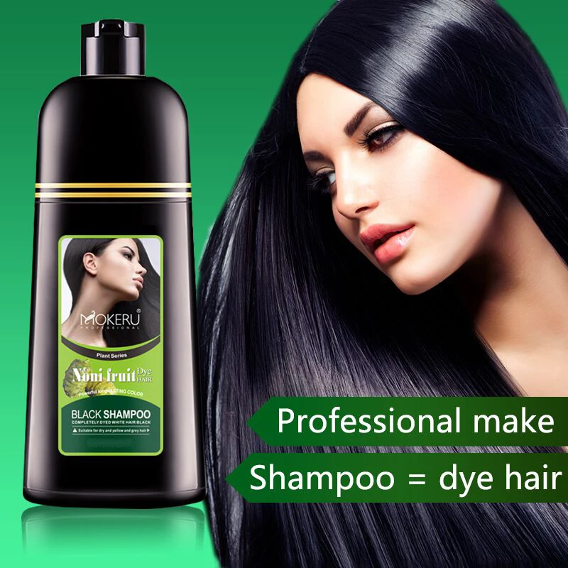 1 pc Mokeru Magic Black Hair Dye Long Lasting Color Fast Dyeing 100% Cover  Grey Hair Noni Fruit Black Hair Shampoo