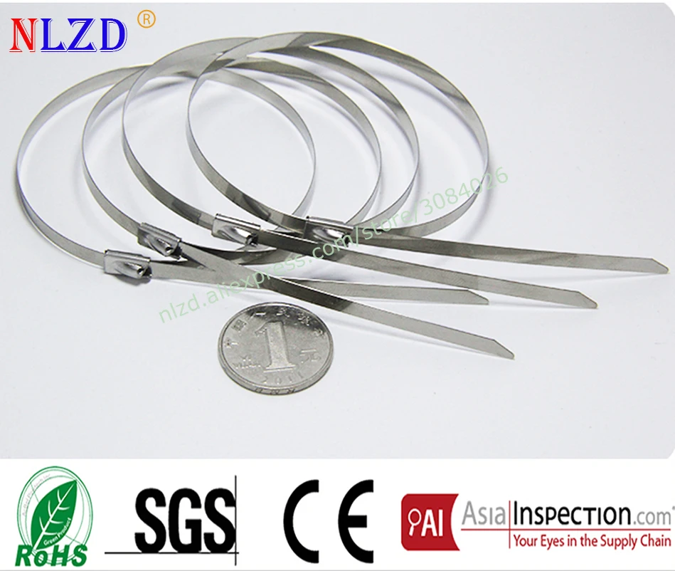 

50Pcs S304 Stainless Steel Metal Cable Tie width 4.6mm Zip Strap Locking Exhaust Pipe Header 200mm 250mm 300mm 350mm-700mm