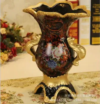 

European retro resin painted vase large ceramic vase crafts home furnishings