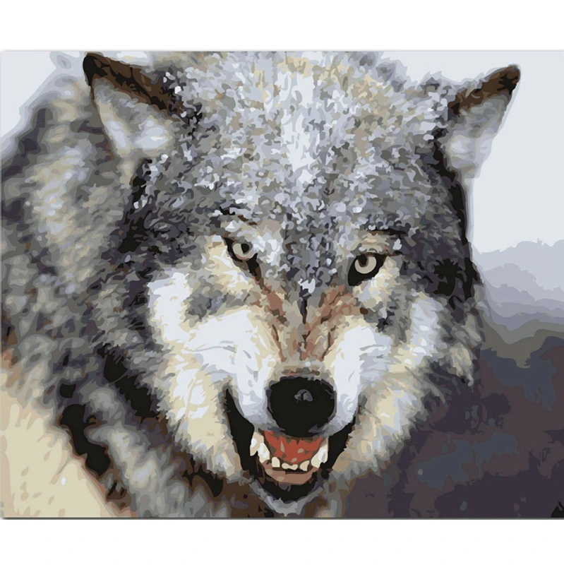 

Angry Wolf Hand Made Paint High Quality Canvas Beautiful Painting By Numbers Surprise Gift Great Accomplishment