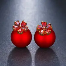 Emmaya, известный бренд, Красный жемчуг, 2 способа пути, циркон, серьги для женщин и девочек, роскошные серьги-гвоздики с кубическим цирконием, ювелирные изделия
