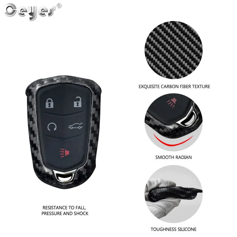 Car carbon fiber key cover for CADILLAC (2)
