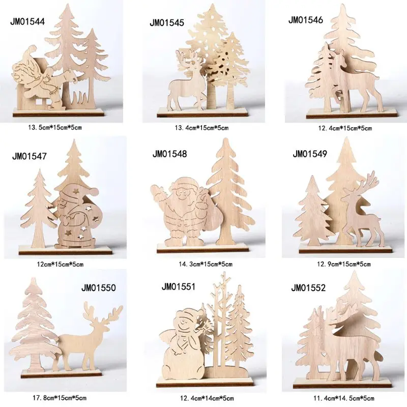 1 Набор креативных поделок из дерева, Рождественская елка, снеговик, украшения, Рождественский набор для домашней вечеринки, искусство