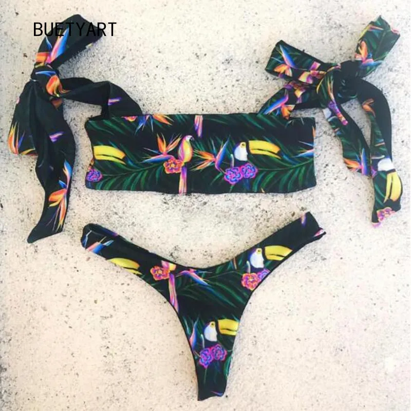 BUETYART Sexy Mini Bikinis Print Swimsuit Swimwear Women Bikini Set