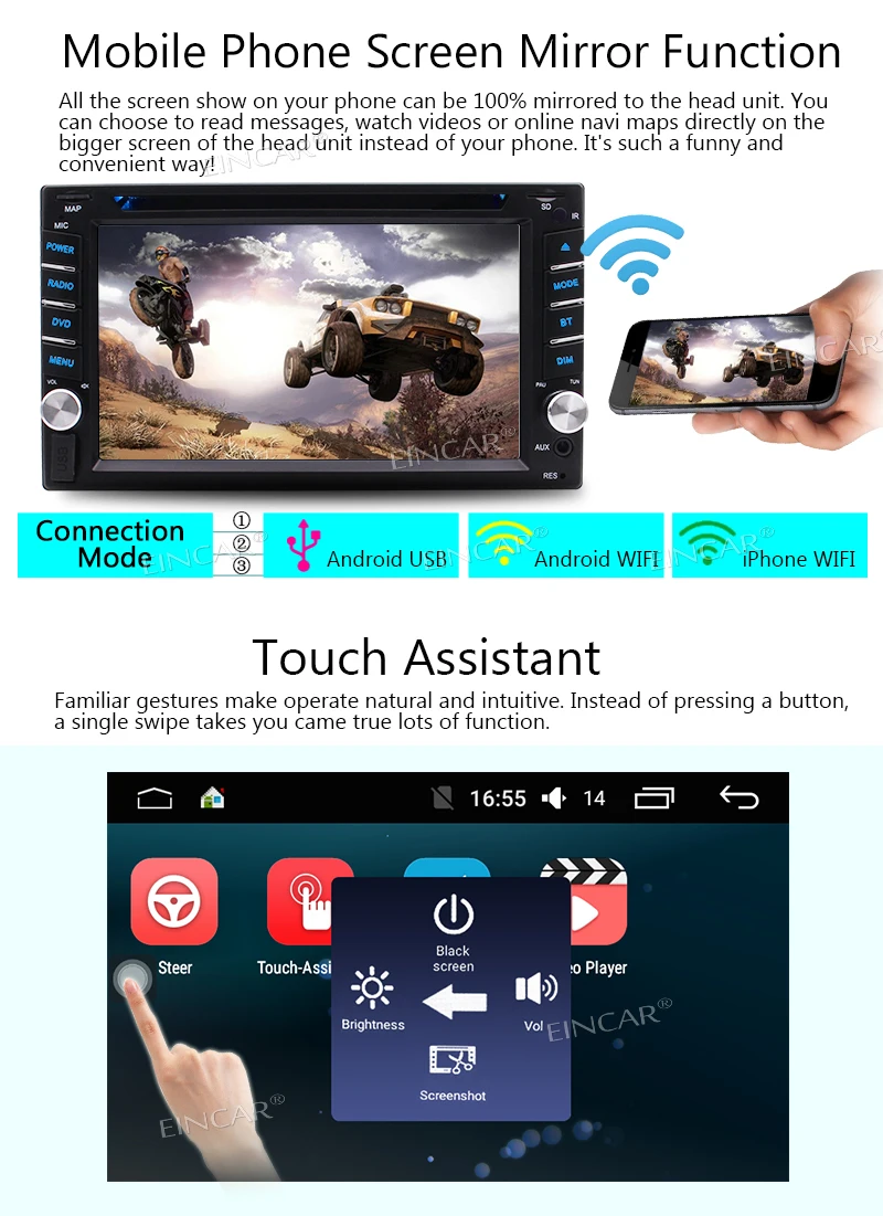 Cheap 2 Din Android 6.0 Car Stereo Quad-core Car DVD Player in Dash GPS Navigation Autoradio Bluetooth 4.0 Headunit Support Wifi GPS 4