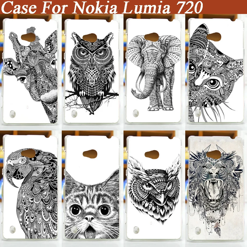 Новое поступление 2015 крутой чехол с рисунком для Nokia lumia 720 белые и черные животные