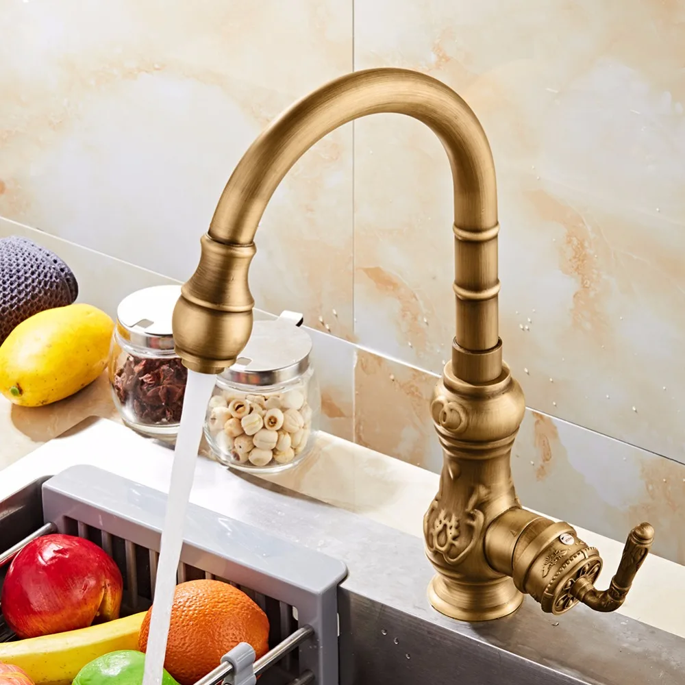 Free Shipping Brass kitchen Faucet Single Handle Antique Finish Basin Sink Mixers Taps Kitchen Sink Faucet Free Shipping Brass kitchen Faucet Single Handle Antique Finish Basin Sink Mixers Taps Kitchen Sink Faucet