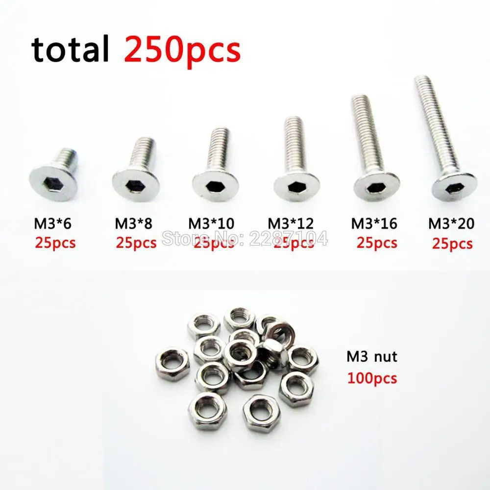 pack 20 Perno avellanado 3mm M3 X 20 mm A2 acero inoxidable cabeza allen Csk perno//tornillos incluye cabeza