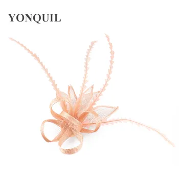 

New Ladies derby hats Champagen hair fascinators fancy feather decor wedding show women headwear on hair combs accessories