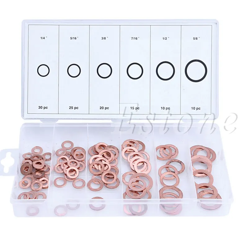 

110Pcs Metric Copper Washer Assortment Kit Mechanic Electrician Sump Plug Auto