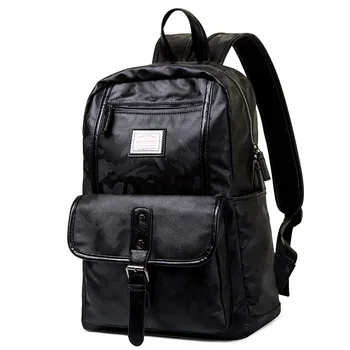 

022519 new hot men camouflage leather travel backpack student school bag
