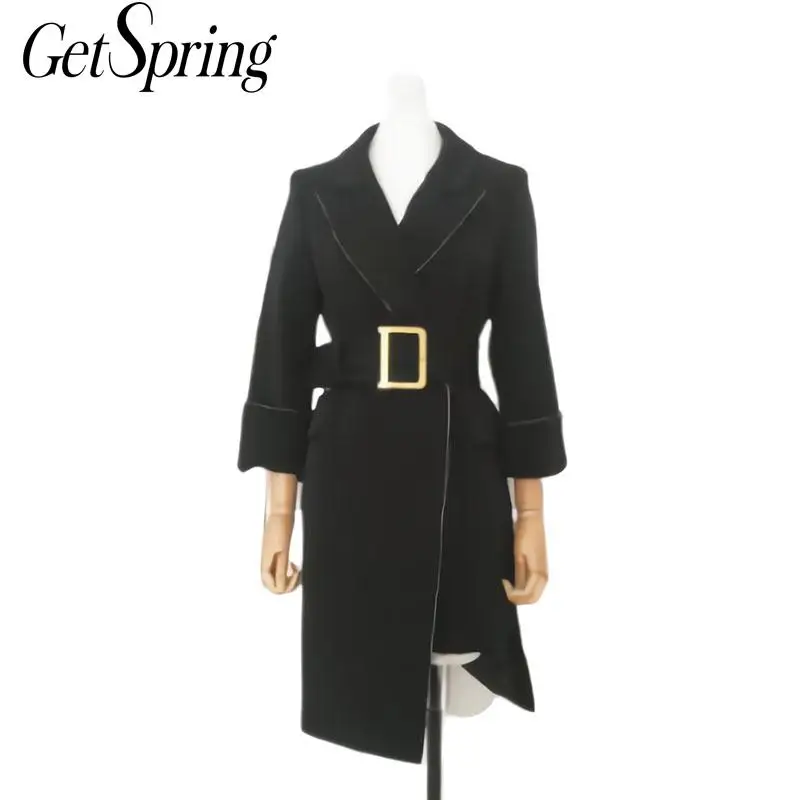 

GETSRING Woman Coat Irregular Belt Black Long Blazer Asymmetry Black Wild Casual Vintage Suit Women 2019 New Fashion Sexy Coats