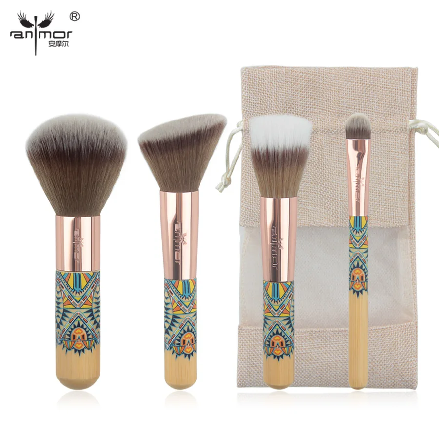 

Anmor New Travelling Makeup Brush Set 4 Piece Fantasy Makeup Brushes Synthetic Powder Blush Eyeshadow Make Up Brushes CH001