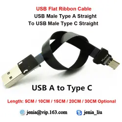5/10/15/20/30 см тонком ультра USB кабель прямой Стандартный Тип к Тип C USB прямой плоский кабель для аудио-видео
