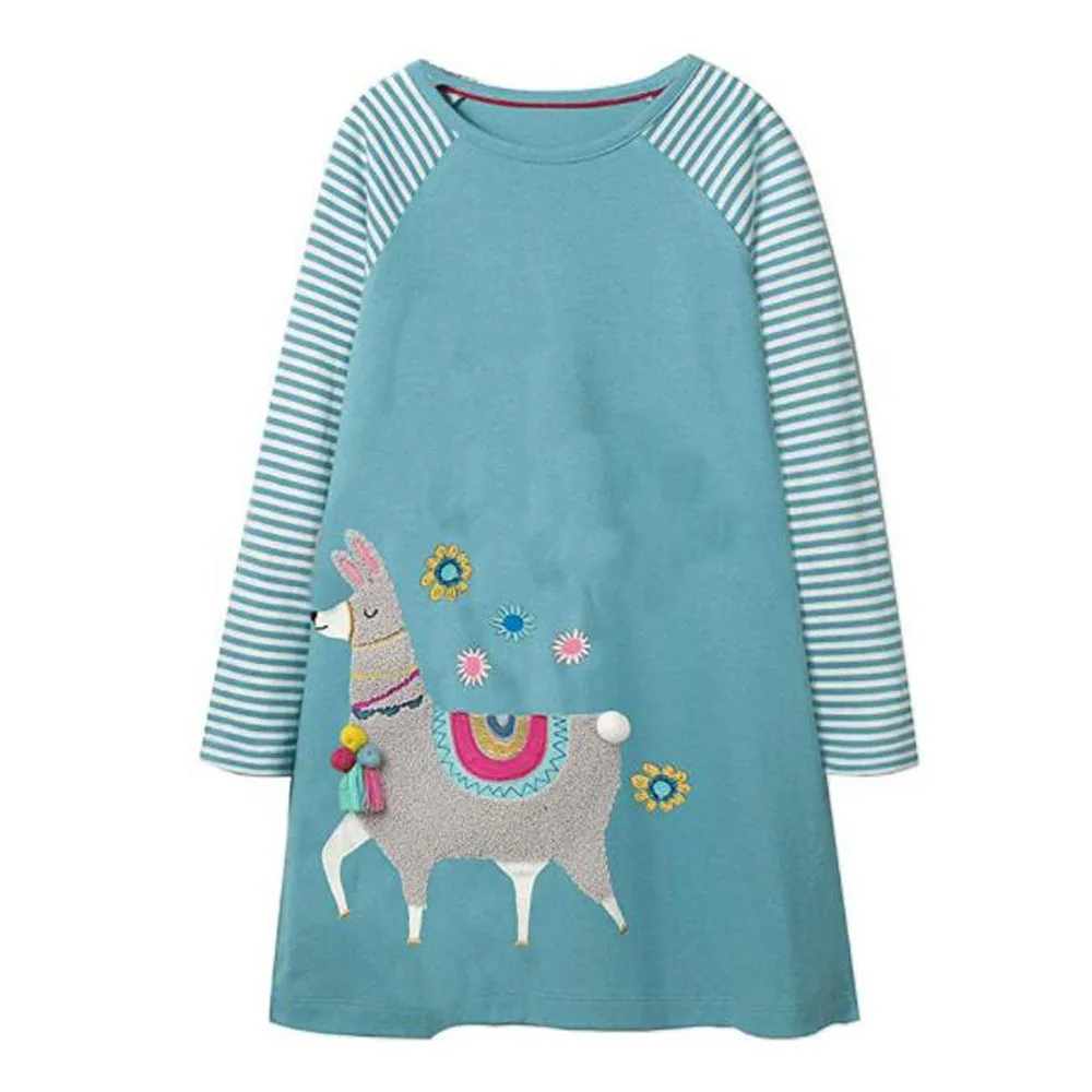 

Jumping meters Long Sleeve Kids Dresses For Girls Fall Autumn Spring Girls Clothes Christmas Unicorn Children Dresses 1-6 Years