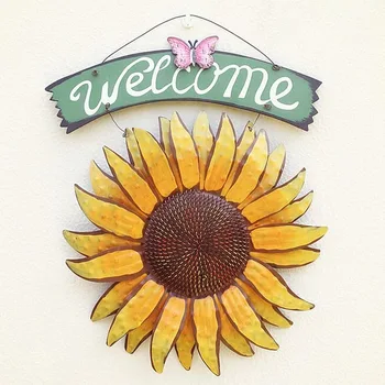 

Sunflower Welcome Sign Decorative Vintage Metal Wall Hanging Home Garden Decor