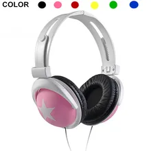 SOKELY Big Star Pattern Sports Style Head Type Mega Bass Headphones Earphones Headset For 3.5mm PC Mobile Phone MP3 MP4 Computer