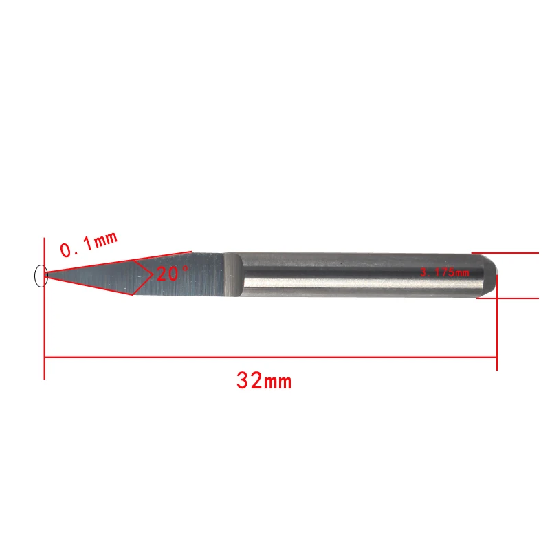 10 шт. CNC 3,175 Инструменты Карбид PCB Гравировка Бит Инструмент для маршрутизатора 20 градусов 0,1 мм наконечник режущий нож с карбидным лезвием резьба фрезы, ЧПУ маршрутизатор