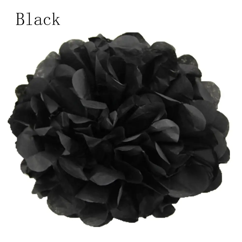 Black 5 шт. 8 10 12 дюймов Искусственные цветы оформление Бумага Pom Poms Boda одежда для свадьбы, дня рождения наборы; детский душ DIY помпонами - Цвет: Black