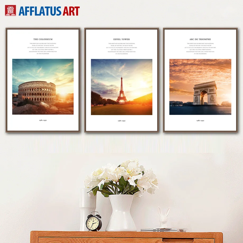 

Tower Paris Rome City Landscape Painting Wall Art Canvas Painting Nordic Posters And Prints Wall Pictures For Living Room Decor