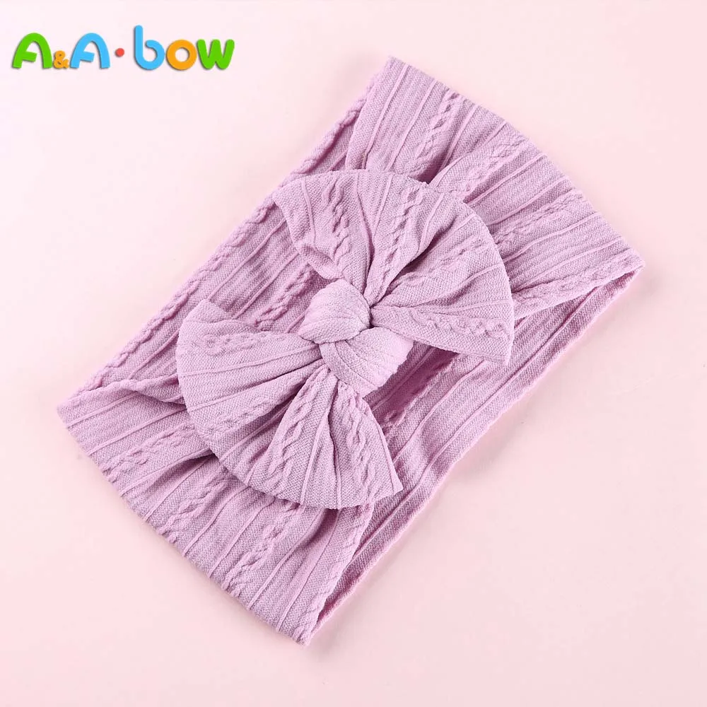 1pcs Cable Knit Nylon Bow Headwrap, One size fits all nylon headbands, wide nylon headbands, baby headbands, Knot bow headwear - Color: 21