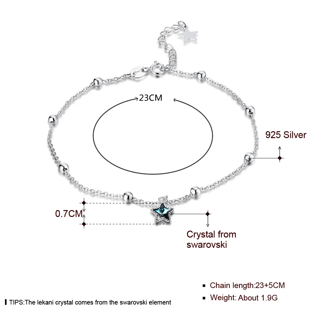 SILVERHOO Настоящее Серебро S925 пробы ювелирные изделия Звездное ножной браслет для женщин девушек Простой Модный ножной браслет Ювелирные изделия Подарки