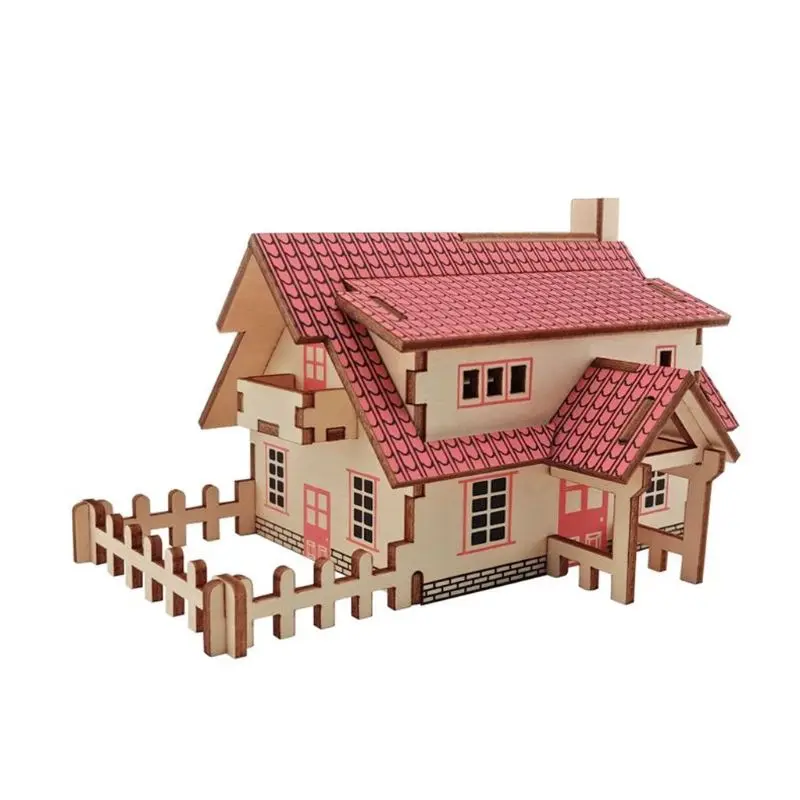 Моделирование 3D деревянные сборки головоломки домик для детей Модель Разборка головоломки