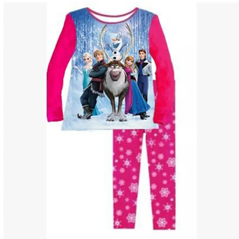 

Baby Girls Elsa Anna Princess Cartoon Pajamas Set Pants Long Sleeve Tee Clothing Set Kids Girls Nightwear Children Sleepwear