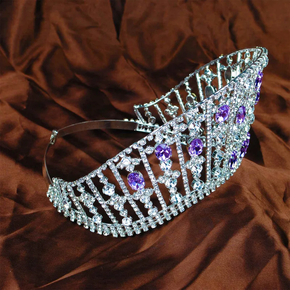 Headband do Casamento de Noiva Novas Mulheres Noivas Coroa Diadema Tiara Artesanal Roxo Crystal Clear Strass Prom Party Alta Qualidade 7 Joias e Acessórios