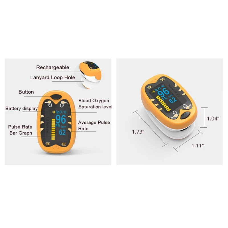 Finger Pulse Oximeter Pediatric Oximetro De Dedo Spo2 Pr Oled Rechargeable Neonatal Children Kids Pulsioximetro