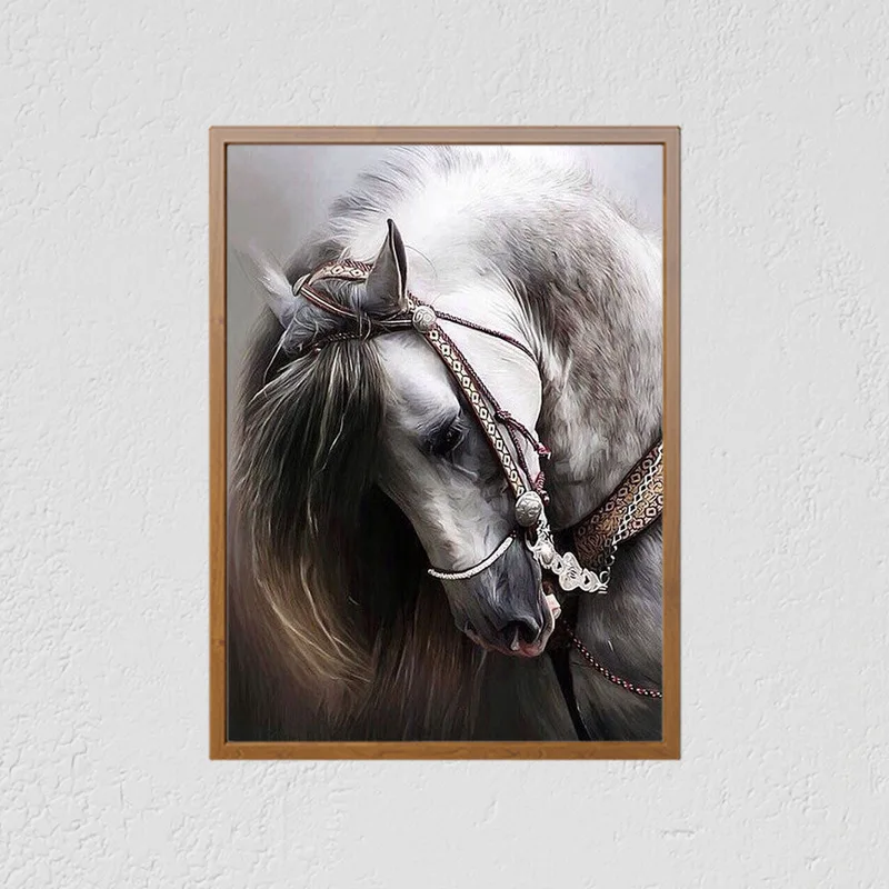 

Full Drill DIY 5D Diamond Painting White Horse Head Cross Stitch Diamond Embroidery Patterns Rhinestones Mosaic 30x40cm