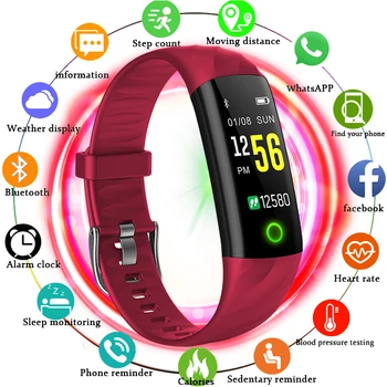 

LIGE 2019 New Smart bracelet Running Cycling Climbing Sport Health Pedometer LED Color Fitness tracker Smart Watch Women Men+Box