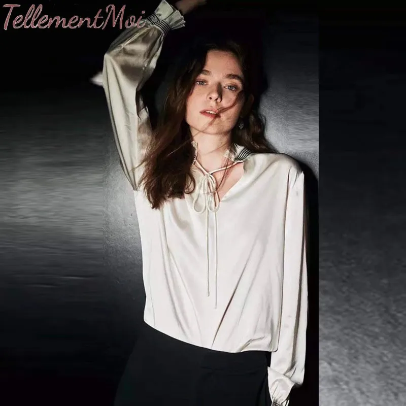 

Women 100% Silk Blouses 2019 Solid Long Sleeve Top Office Lady Blouse Shirts Elegant Tops Blusas Chemisier Femme Mujer de Moda