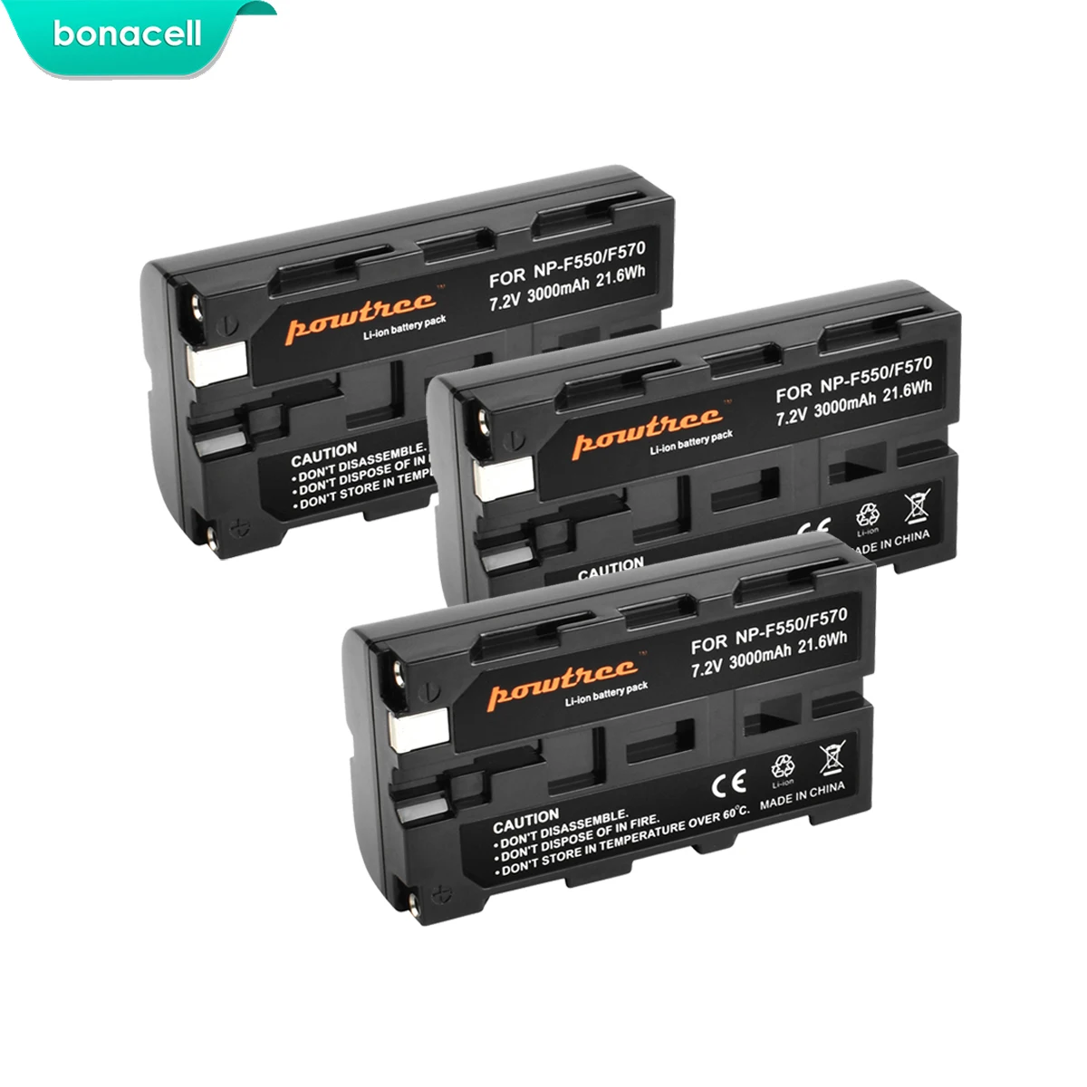 Bonacell 3000 мА/ч, NP-F550 NP F550 NPF550 Камера Батарея для sony NP-F330 NP-F530 NP-F570 NP-F730 NP-F750 Hi-8 GV-D200 D800 L50 - Цвет: 3 Pack Battery