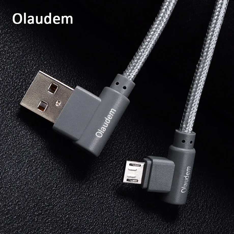 

Olaudem Mobile Phone Cables 90 Degree Cable Micro USB Android Wire For Charging Cable USB Micro USB For Xiaomi CB036
