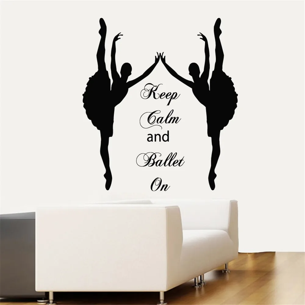 Russia Wall Decals Keep Calm And Ballet On Quote Ballerina Ballet Studio Sport font b Home