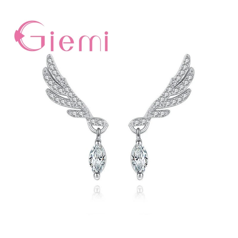 

Beautiful Angel Wings Earrings For Women Girls Super Shiny Cubic Zirconia New 925 Sterling Silver Crystal Jewelry Gift