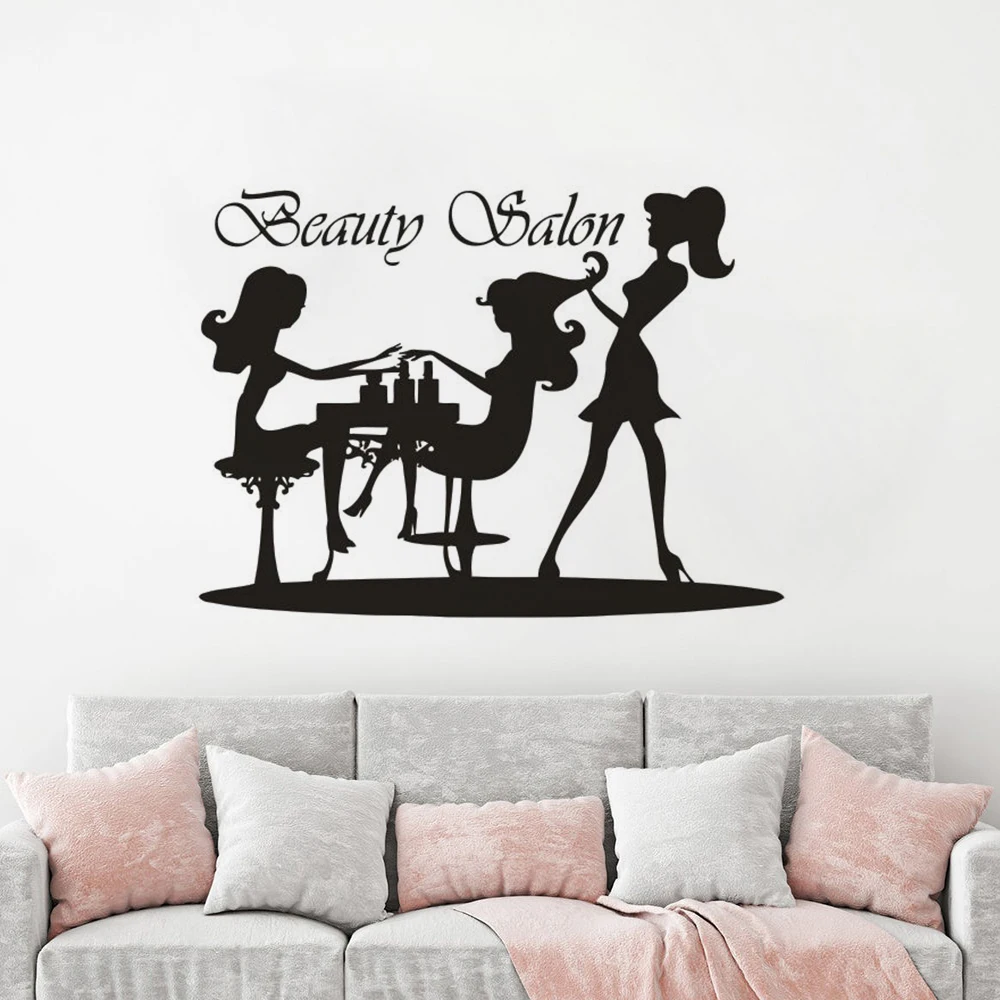 

Nail Art Design Wall Sticker Lady Hairdressing Window Vinyl Poster Beauty Salon Decoration Girls Make Up Beauty Wall Decal AZ685