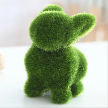 

Artificial Grass Flocking Rabbit Home Office Desk Ornament Garden Decoration