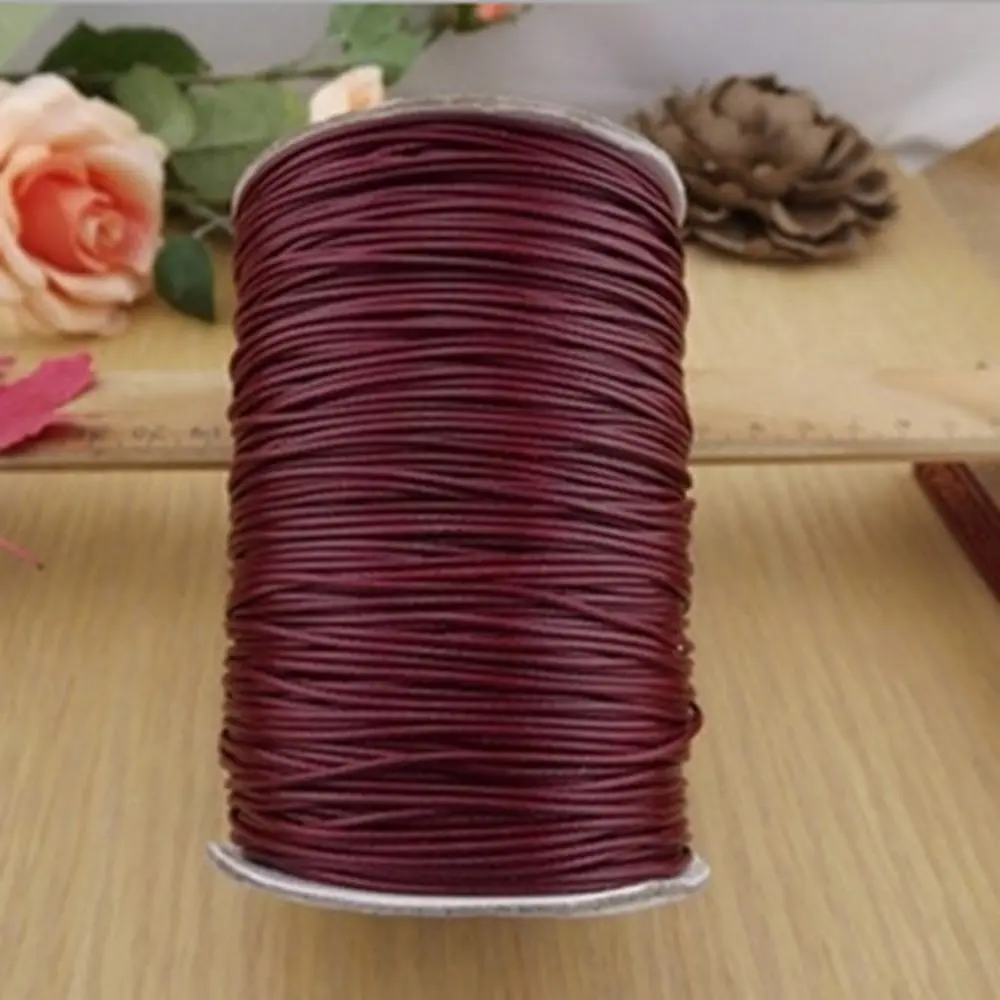 NEW 10 Meters 1mm 1.5mm Waxed Cotton Cord Waxed Thread Cord String Strap Necklace Rope Bead DIY Jewelry Making for Bracelet - Цвет: Бургундия