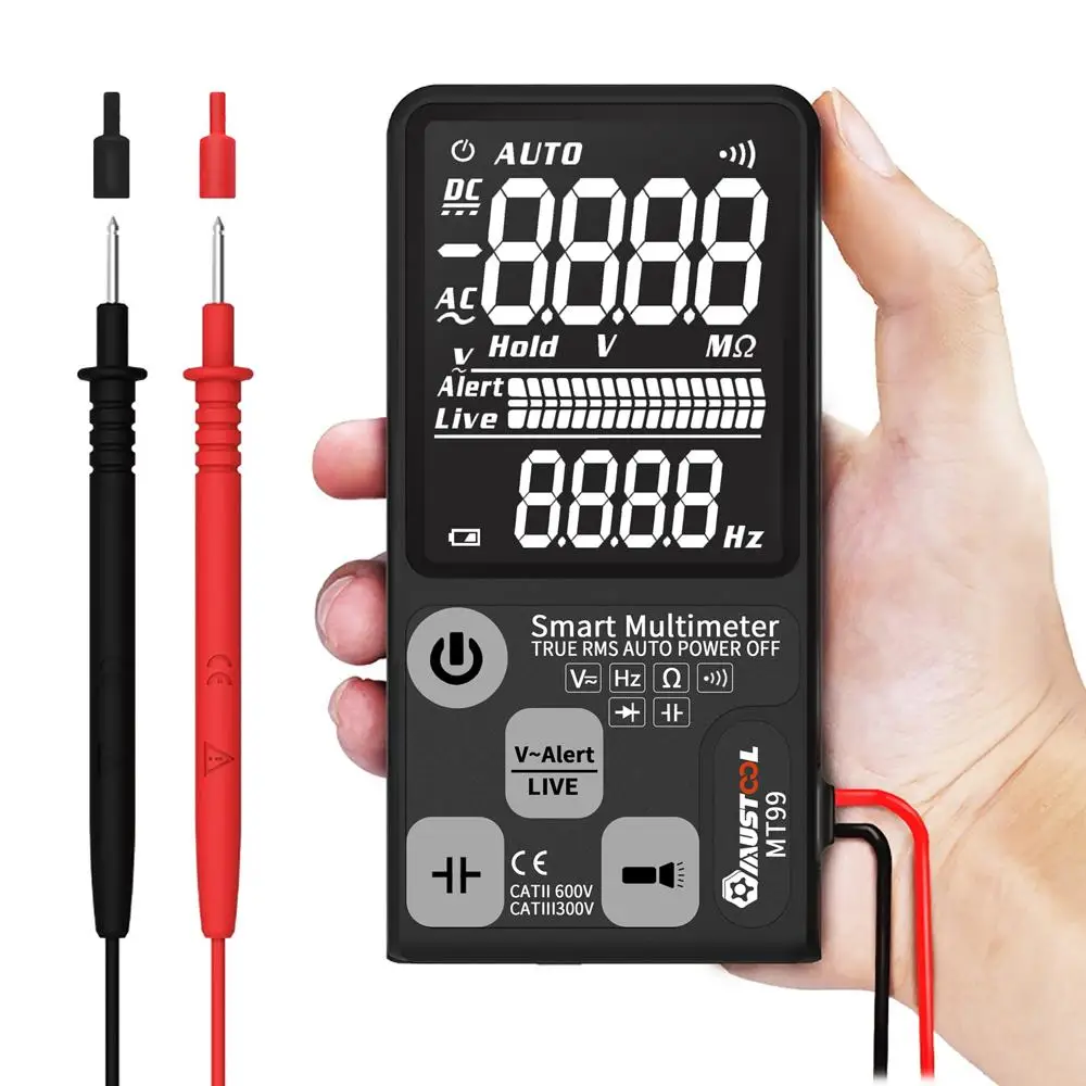 Kopen MUSTOOL Verbeterde MT99 True RMS 9999 Telt Digitale Multimeter Ultra grote EBTN Lcd scherm 3 Line Display Volledig auto Range DMM