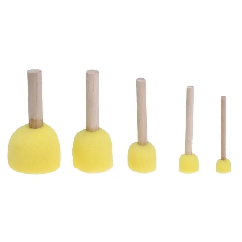 

5pcs Children DIY Painting Sponge Brush Toys Wooden Handle Learning Tool